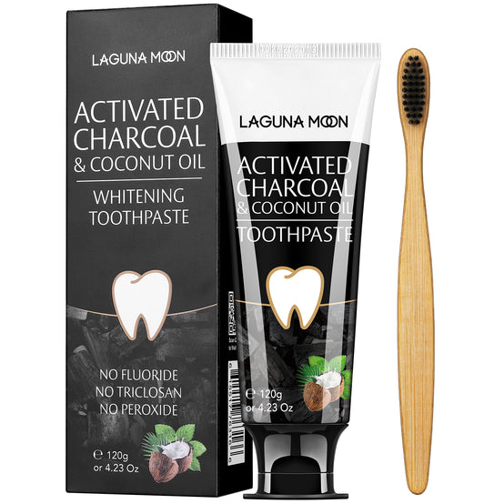 Lagunamoon Charcoal Whitening Toothpaste, Sensitive Teeth, Enamel Repair (4.23 oz)