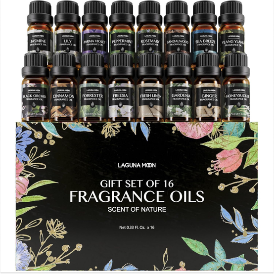 Lagunamoon Fragrance Oil Collection – 16-Piece Gift Set for Diffusers, Candles & DIY (10 mL each)