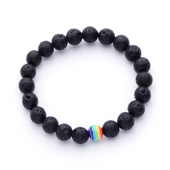 Minimalist Rainbow Lava Rock Diffuser Bracelet with one Essential Oil